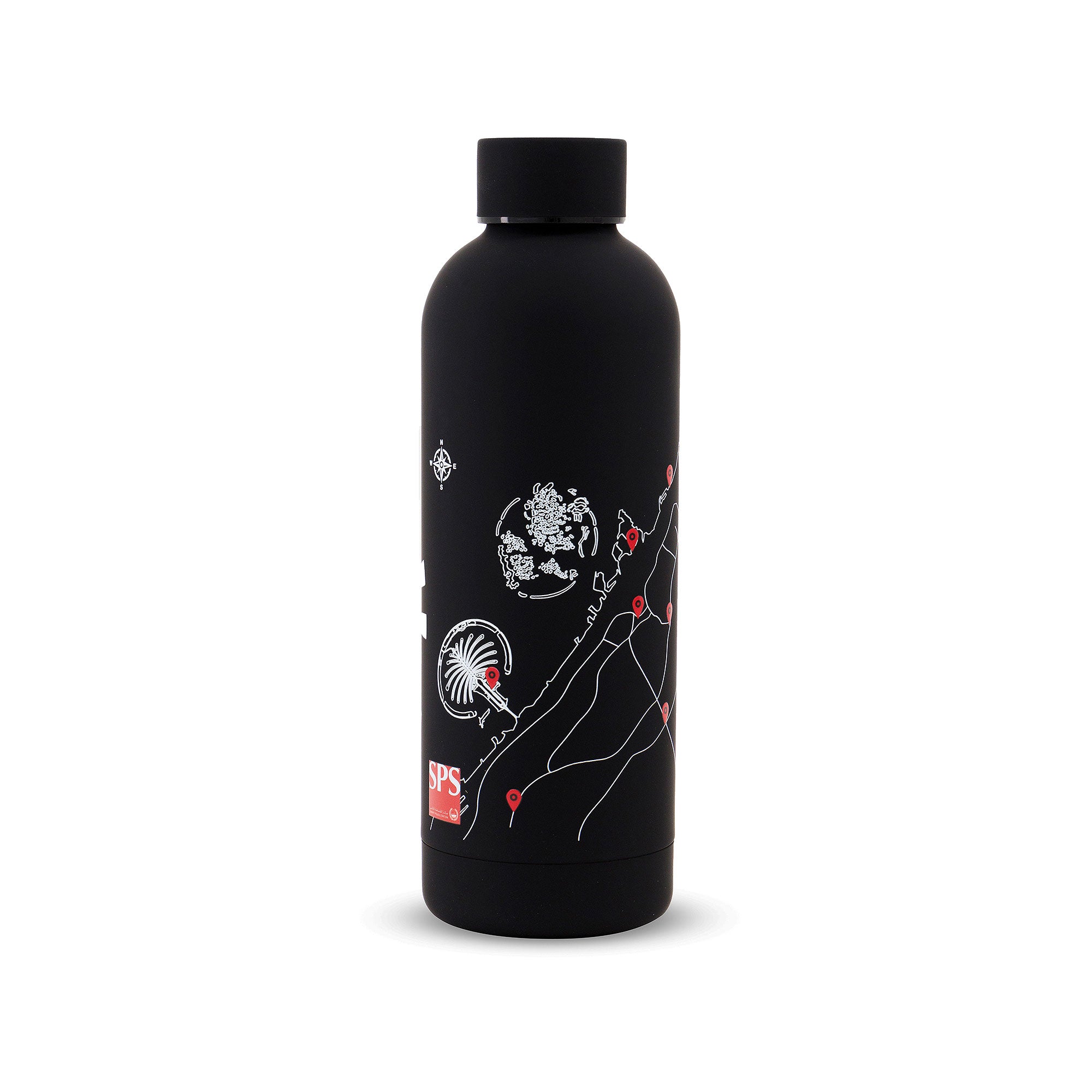 SPS Dubai Map Stainless steel water bottle Black