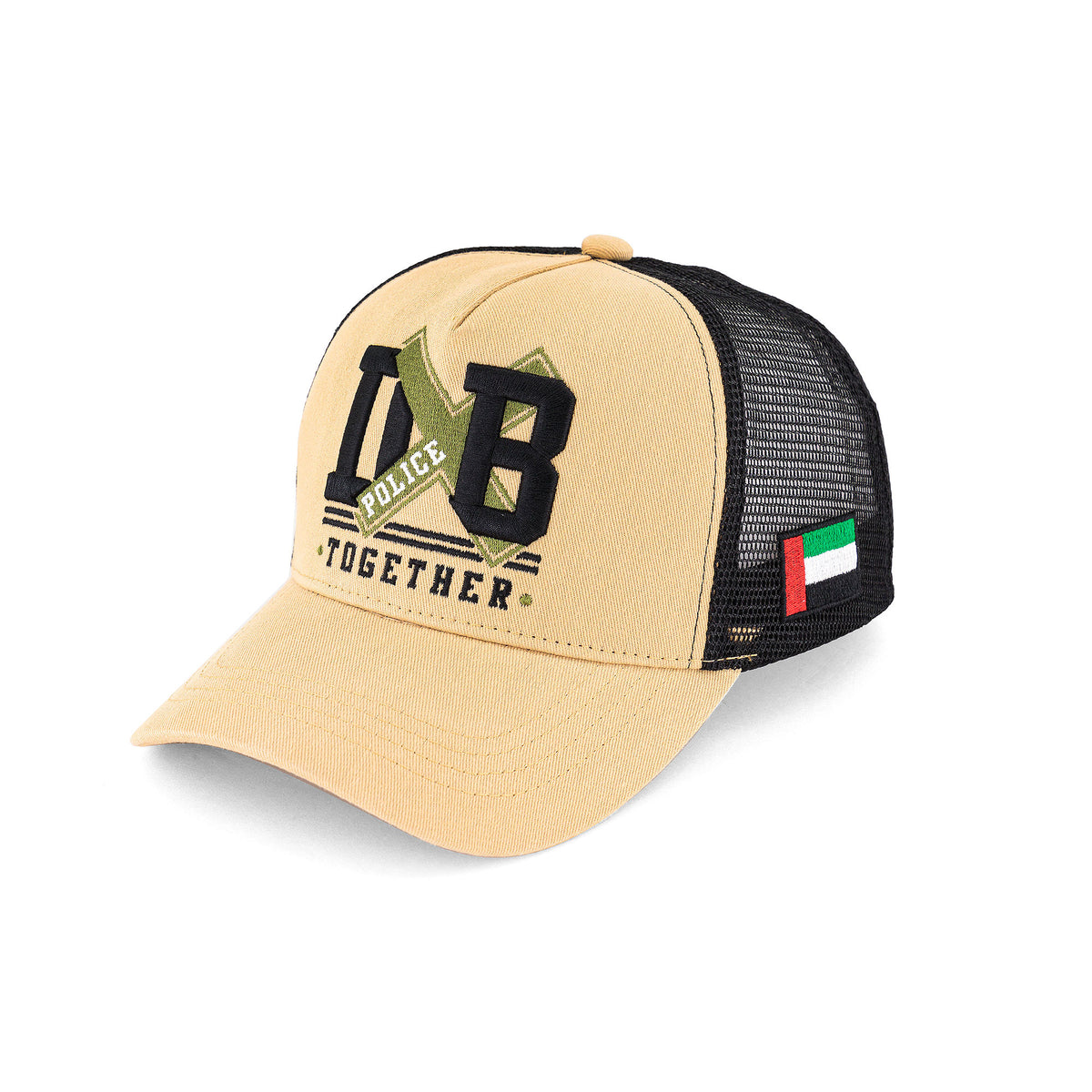 DXB Police Embroidery Mesh Cap Beige & Black