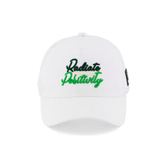 White Mesh Cap with 'Radiate Posotivity' Design Embroidered